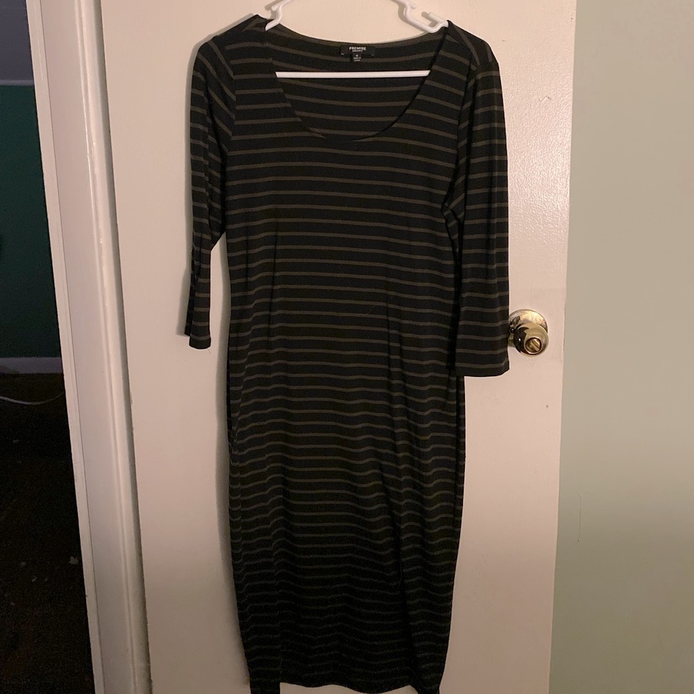 Olive and black striped dress
